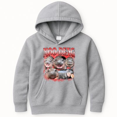 Red Moo Deng Meme Hippo Kids Hoodie