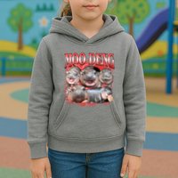 Red Moo Deng Meme Hippo Kids Hoodie