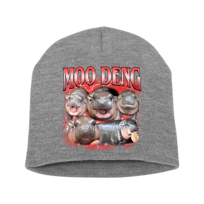 Red Moo Deng Meme Hippo Short Acrylic Beanie