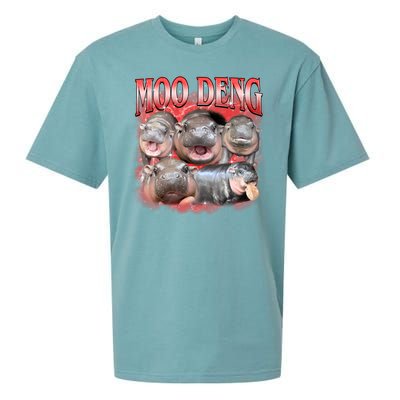 Red Moo Deng Meme Hippo Sueded Cloud Jersey T-Shirt