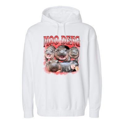 Red Moo Deng Meme Hippo Garment-Dyed Fleece Hoodie