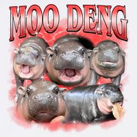 Red Moo Deng Meme Hippo Garment-Dyed Sweatshirt