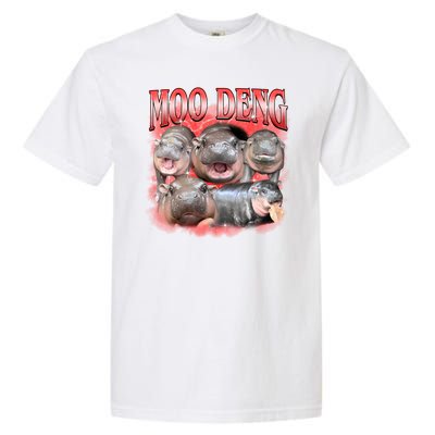 Red Moo Deng Meme Hippo Garment-Dyed Heavyweight T-Shirt