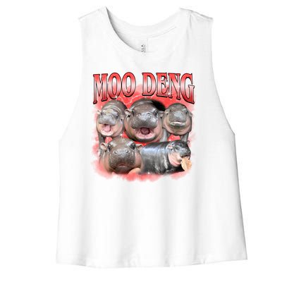 Red Moo Deng Meme Hippo Women's Racerback Cropped Tank