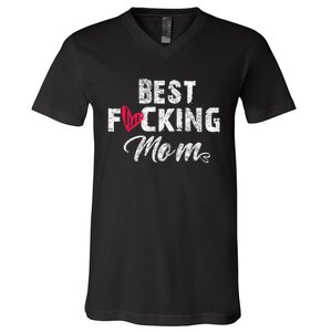 Retro MotherS Day Best Fucking Mom Funny V-Neck T-Shirt