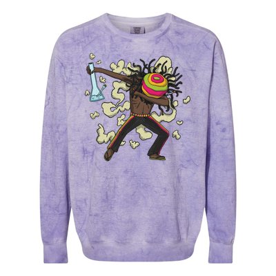 Rasta Man Dabbing Colorblast Crewneck Sweatshirt