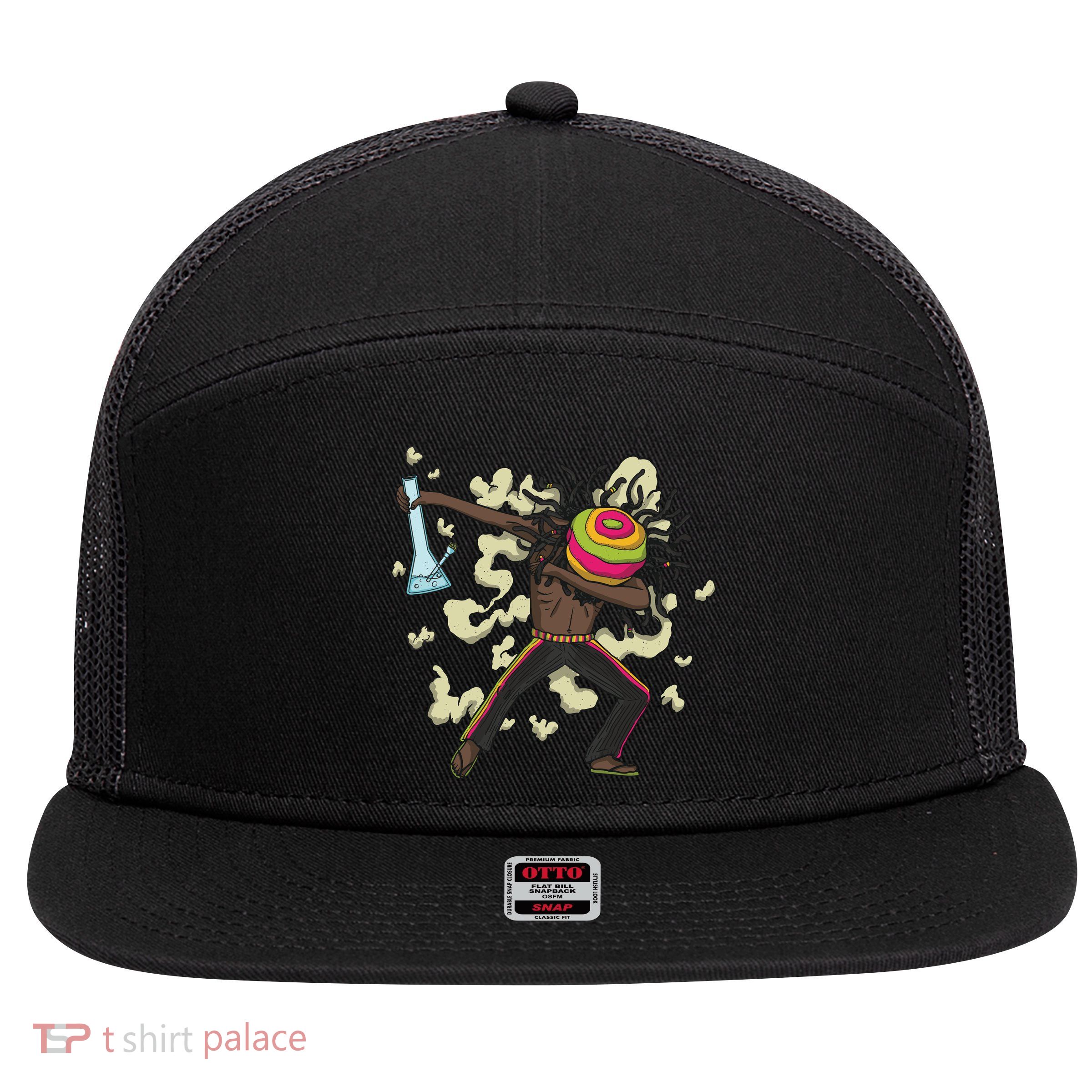 Rasta Man Dabbing 7 Panel Mesh Trucker Snapback Hat