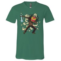 Rasta Man Dabbing V-Neck T-Shirt