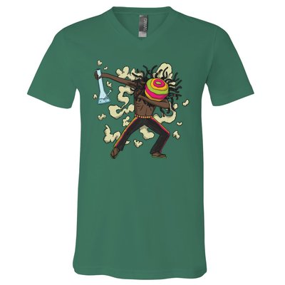 Rasta Man Dabbing V-Neck T-Shirt