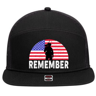 Remember Memorial Day T 7 Panel Mesh Trucker Snapback Hat