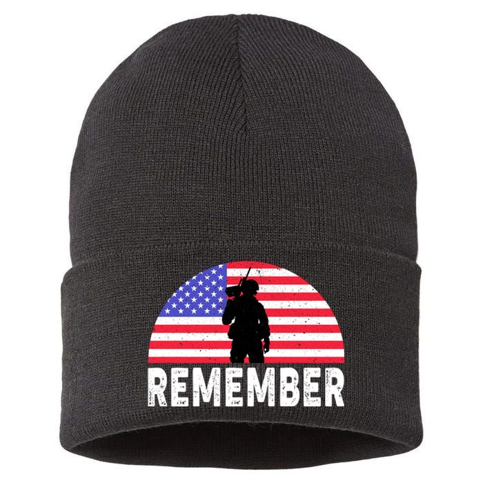 Remember Memorial Day T Sustainable Knit Beanie