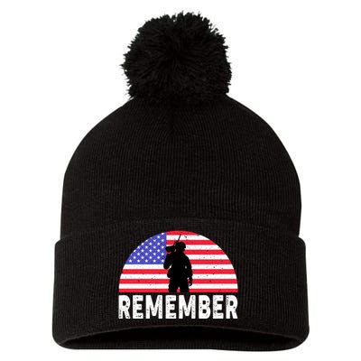 Remember Memorial Day T Pom Pom 12in Knit Beanie