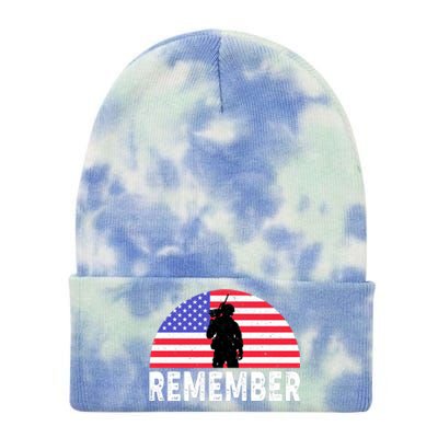 Remember Memorial Day T Tie Dye 12in Knit Beanie