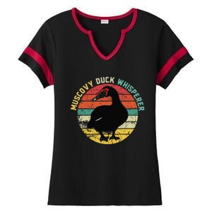 Retro Muscovy Duck Whisperer Funny Farmer Muscovy Duck Gift Ladies Halftime Notch Neck Tee