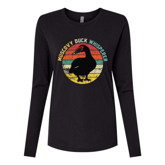 Retro Muscovy Duck Whisperer Funny Farmer Muscovy Duck Gift Womens Cotton Relaxed Long Sleeve T-Shirt