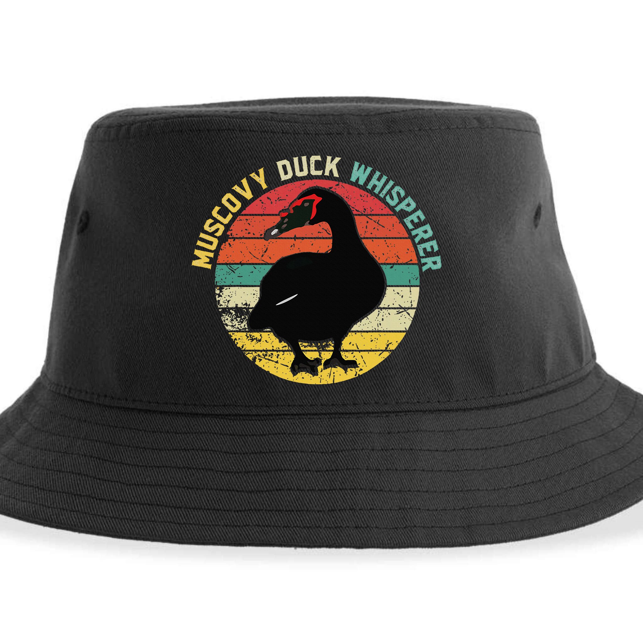 Retro Muscovy Duck Whisperer Funny Farmer Muscovy Duck Gift Sustainable Bucket Hat