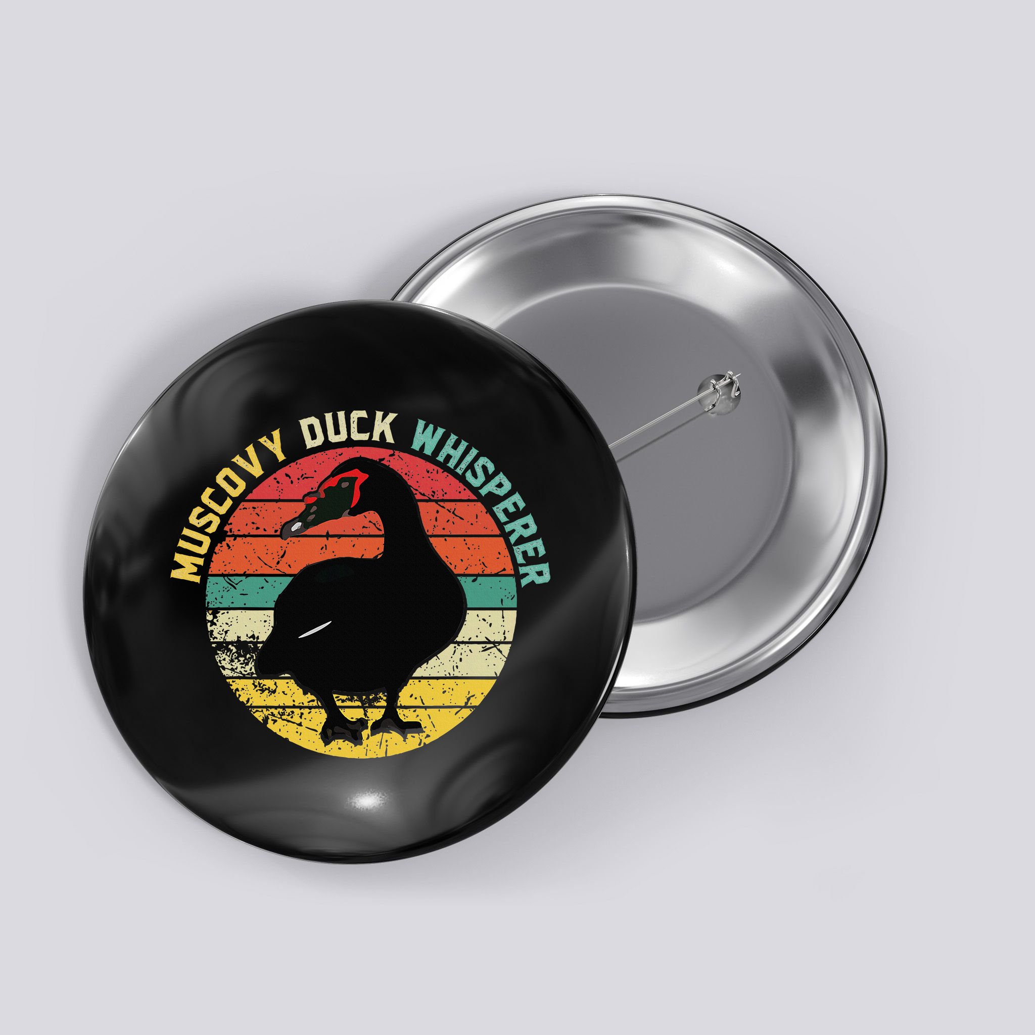 Retro Muscovy Duck Whisperer Funny Farmer Muscovy Duck Gift Button