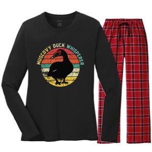 Retro Muscovy Duck Whisperer Funny Farmer Muscovy Duck Gift Women's Long Sleeve Flannel Pajama Set 