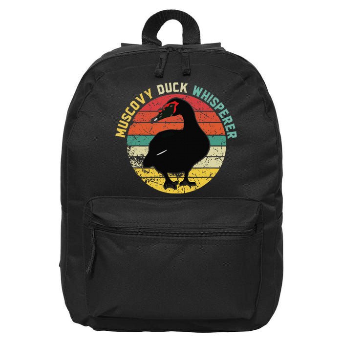 Retro Muscovy Duck Whisperer Funny Farmer Muscovy Duck Gift 16 in Basic Backpack