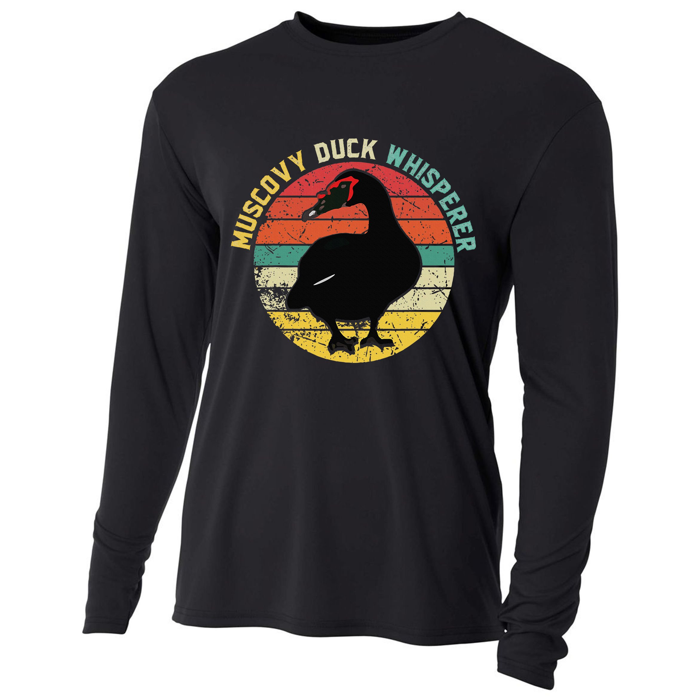 Retro Muscovy Duck Whisperer Funny Farmer Muscovy Duck Gift Cooling Performance Long Sleeve Crew