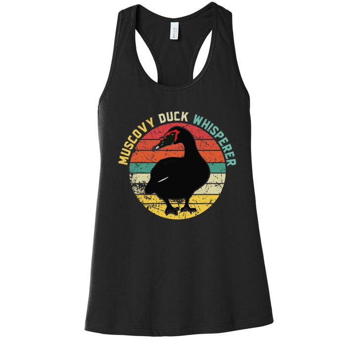 Retro Muscovy Duck Whisperer Funny Farmer Muscovy Duck Gift Women's Racerback Tank