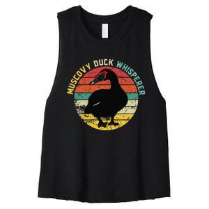 Retro Muscovy Duck Whisperer Funny Farmer Muscovy Duck Gift Women's Racerback Cropped Tank