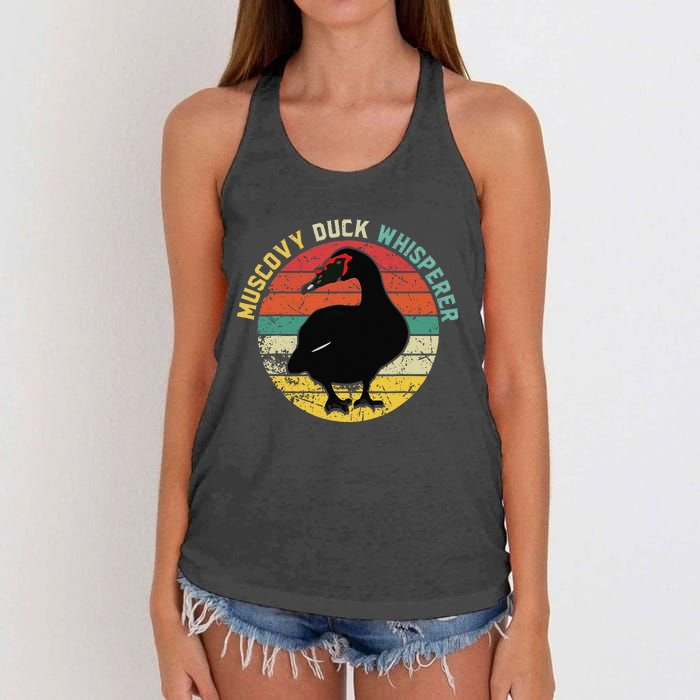 Retro Muscovy Duck Whisperer Funny Farmer Muscovy Duck Gift Women's Knotted Racerback Tank