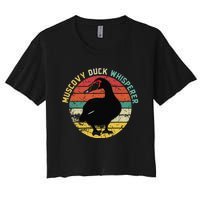 Retro Muscovy Duck Whisperer Funny Farmer Muscovy Duck Gift Women's Crop Top Tee