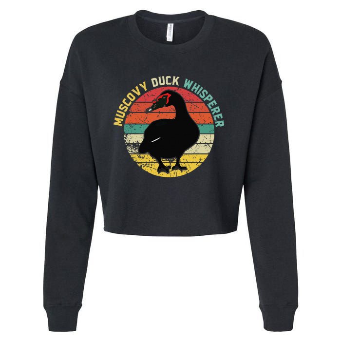 Retro Muscovy Duck Whisperer Funny Farmer Muscovy Duck Gift Cropped Pullover Crew