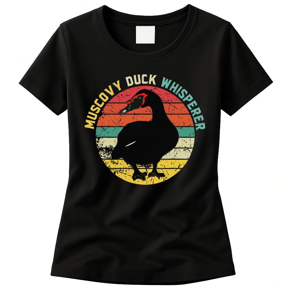 Retro Muscovy Duck Whisperer Funny Farmer Muscovy Duck Gift Womens T-Shirt