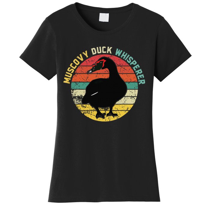 Retro Muscovy Duck Whisperer Funny Farmer Muscovy Duck Gift Women's T-Shirt