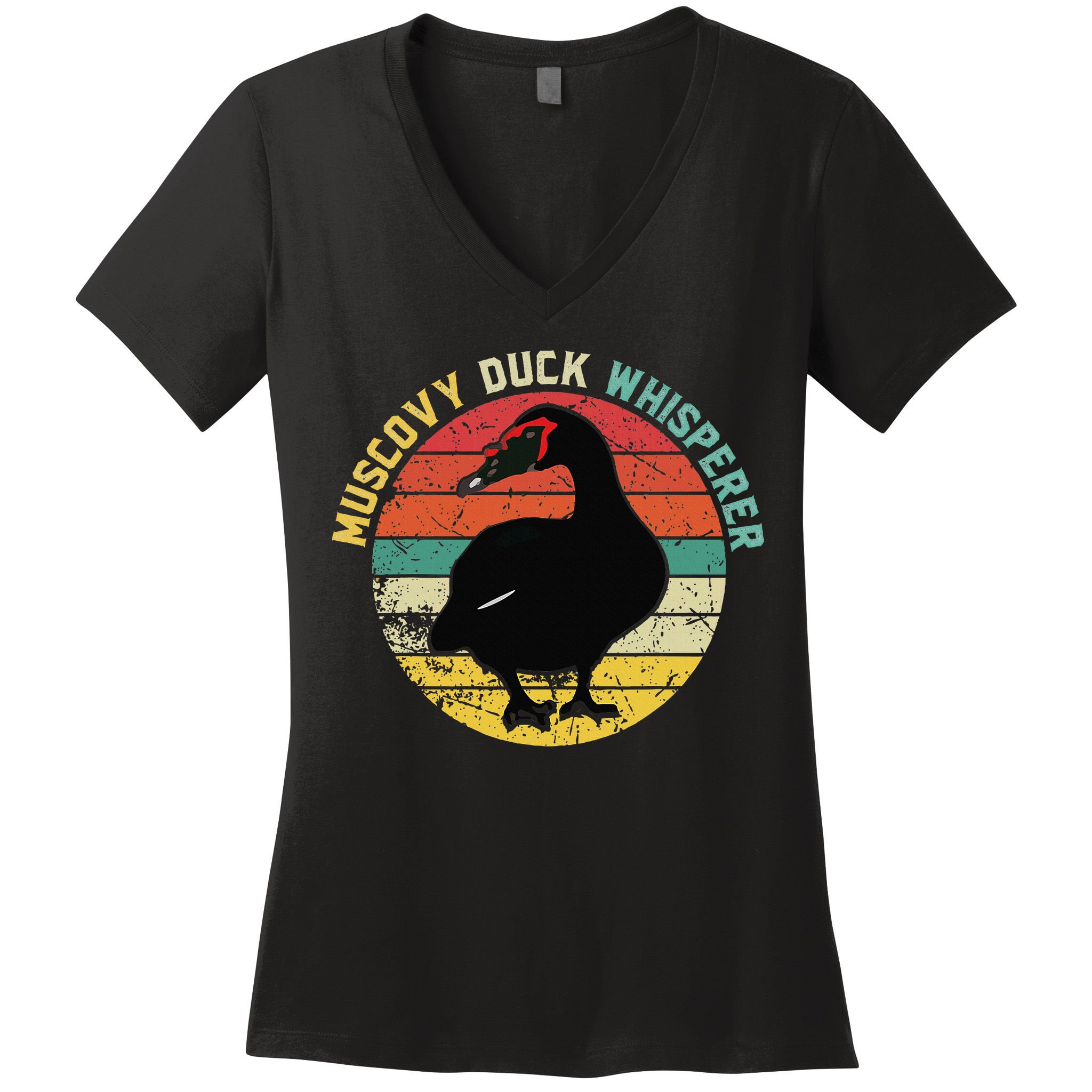 Retro Muscovy Duck Whisperer Funny Farmer Muscovy Duck Gift Women's V-Neck T-Shirt