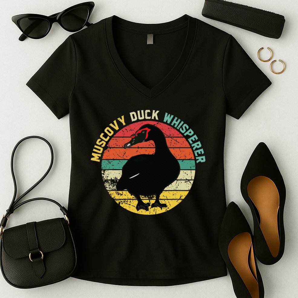 Retro Muscovy Duck Whisperer Funny Farmer Muscovy Duck Gift Women's V-Neck T-Shirt