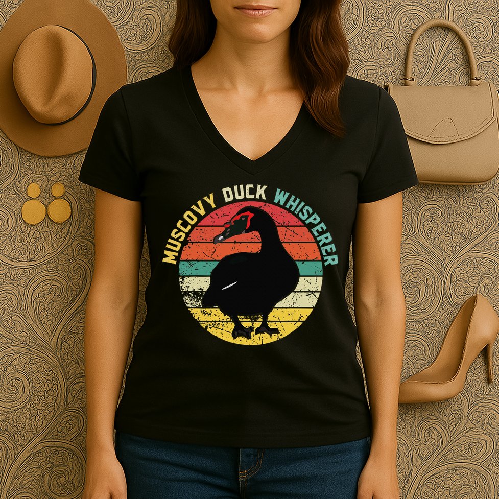 Retro Muscovy Duck Whisperer Funny Farmer Muscovy Duck Gift Women's V-Neck T-Shirt