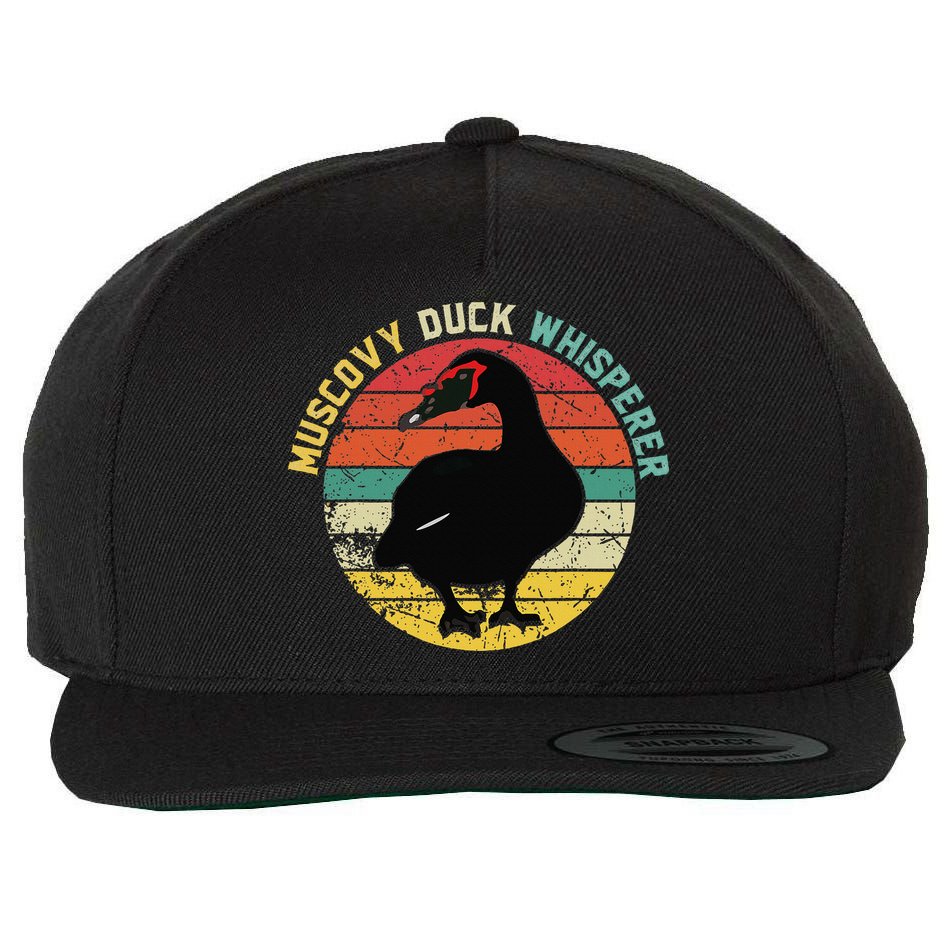 Retro Muscovy Duck Whisperer Funny Farmer Muscovy Duck Gift Wool Snapback Cap