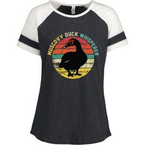 Retro Muscovy Duck Whisperer Funny Farmer Muscovy Duck Gift Enza Ladies Jersey Colorblock Tee