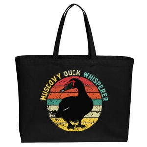 Retro Muscovy Duck Whisperer Funny Farmer Muscovy Duck Gift Cotton Canvas Jumbo Tote