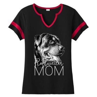 Rottweiler Mom Dog Ladies Halftime Notch Neck Tee