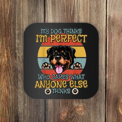 Rottweiler My Dog Thinks IM Perfect Vintage Retro Coaster