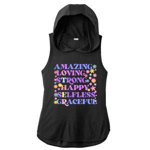 Retro Mother Day Amazing Loving Strong Happy Selfless Graceful Ladies PosiCharge Tri-Blend Wicking Draft Hoodie Tank