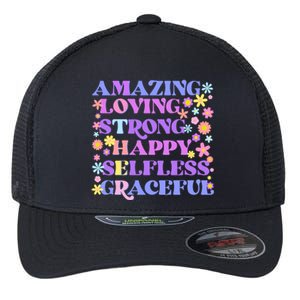 Retro Mother Day Amazing Loving Strong Happy Selfless Graceful Flexfit Unipanel Trucker Cap