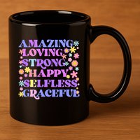 Retro Mother Day Amazing Loving Strong Happy Selfless Graceful 11oz C Handle Ceramic Mug