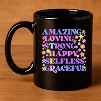Retro Mother Day Amazing Loving Strong Happy Selfless Graceful 11oz C Handle Ceramic Mug