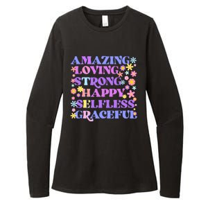 Retro Mother Day Amazing Loving Strong Happy Selfless Graceful Womens CVC Long Sleeve Shirt