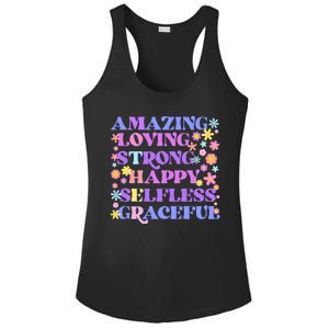 Retro Mother Day Amazing Loving Strong Happy Selfless Graceful Ladies PosiCharge Competitor Racerback Tank