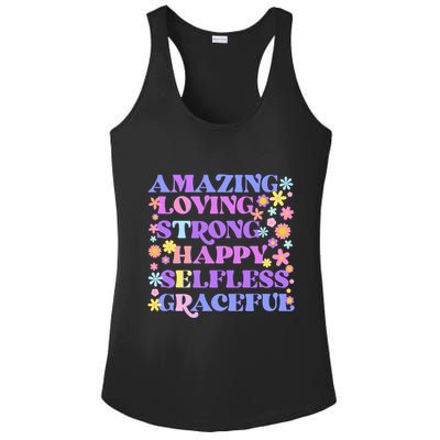 Retro Mother Day Amazing Loving Strong Happy Selfless Graceful Ladies PosiCharge Competitor Racerback Tank