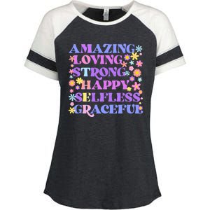 Retro Mother Day Amazing Loving Strong Happy Selfless Graceful Enza Ladies Jersey Colorblock Tee