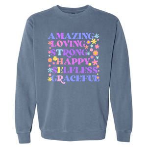 Retro Mother Day Amazing Loving Strong Happy Selfless Graceful Garment-Dyed Sweatshirt