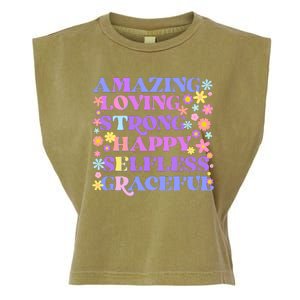 Retro Mother Day Amazing Loving Strong Happy Selfless Graceful Garment-Dyed Women's Muscle Tee