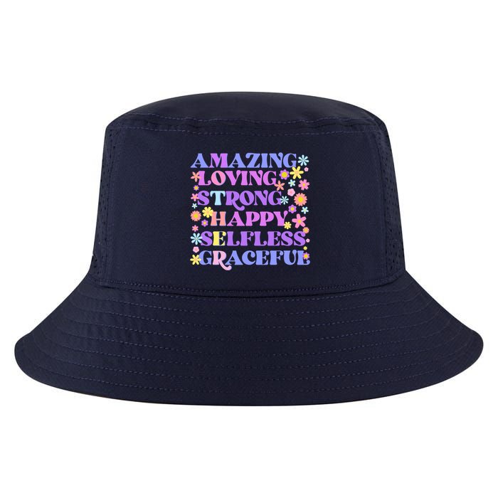 Retro Mother Day Amazing Loving Strong Happy Selfless Graceful Cool Comfort Performance Bucket Hat